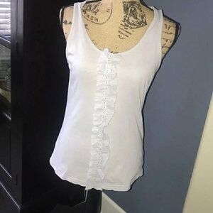 White Ruffled Women's Tank Top